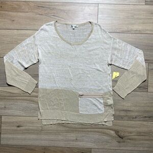 Avalin Womens Long Sleeve Lightweight Colorblock Viscose Sweater‎ Size Small Tan